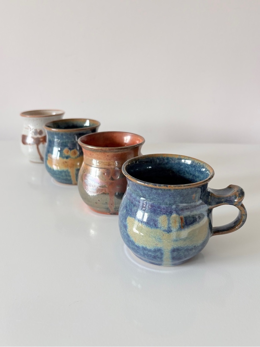 4x Richard Fisher Pottery Dragonfly Damselfly MINI Mugs 8oz Canadian